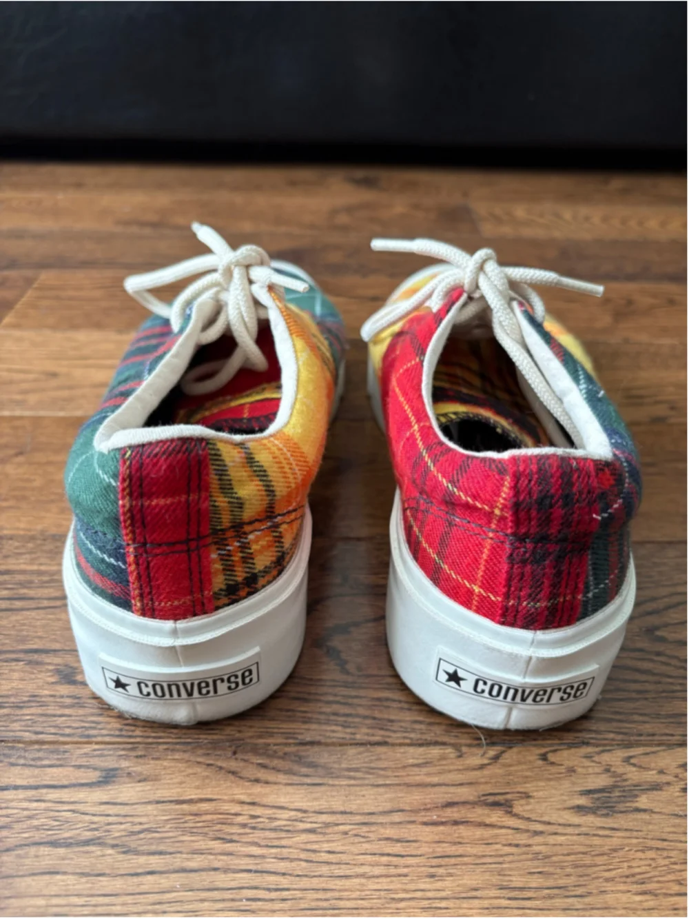 Converse Plaid Sneakers, Multi-color Red Green Yellow Unisex M 5/ W 6.5